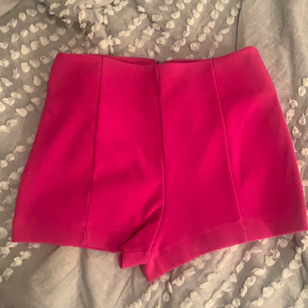 Hot pink high waisted shorts
